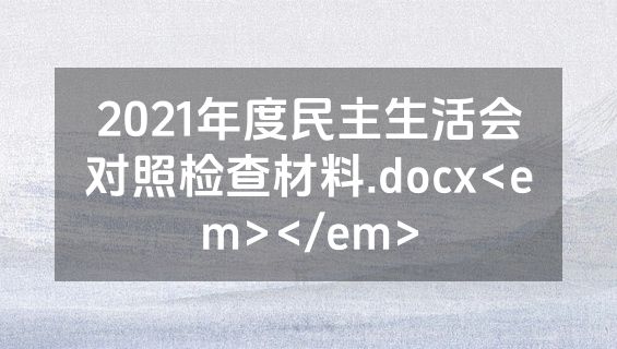 2021年度民主生活会对照检查材料.docx<em></em>