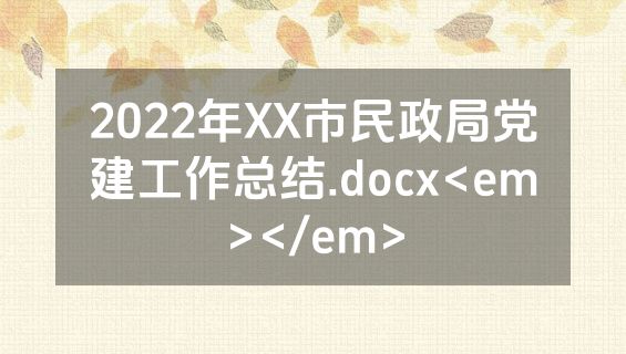 2022年XX市民政局党建工作总结.docx<em></em>