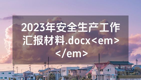 2023年安全生产工作汇报材料.docx<em></em>