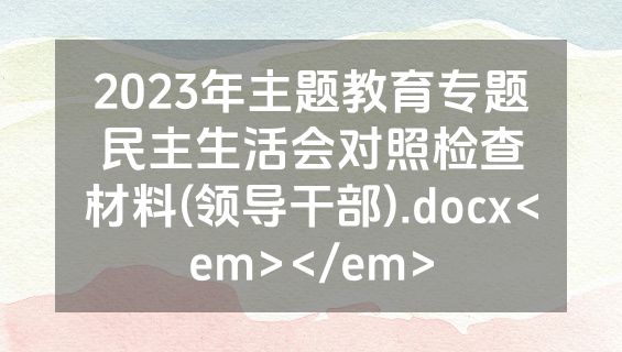 2023年主题教育专题民主生活会对照检查材料(领导干部).docx<em></em>