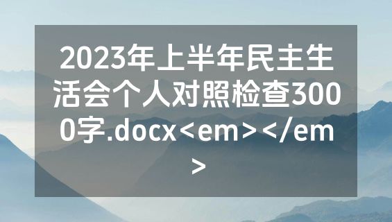 2023年上半年民主生活会个人对照检查3000字.docx<em></em>
