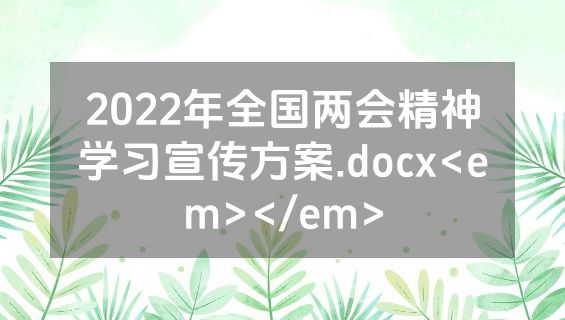 2022年全国两会精神学习宣传方案.docx<em></em>