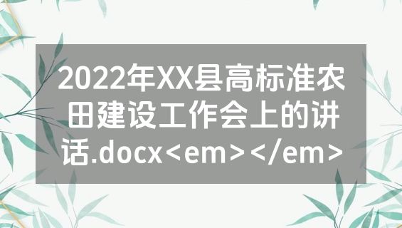 2022年XX县高标准农田建设工作会上的讲话.docx<em></em>