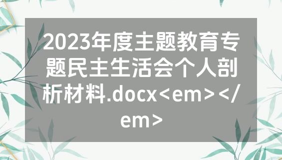 2023年度主题教育专题民主生活会个人剖析材料.docx<em></em>