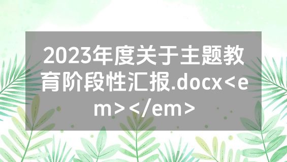 2023年度关于主题教育阶段性汇报.docx<em></em>