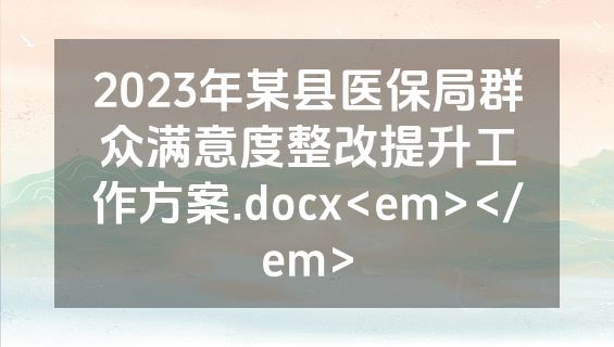 2023年某县医保局群众满意度整改提升工作方案.docx<em></em>