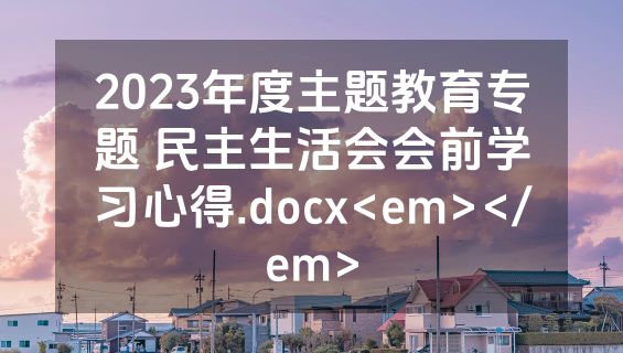 2023年度主题教育专题 民主生活会会前学习心得.docx<em></em>