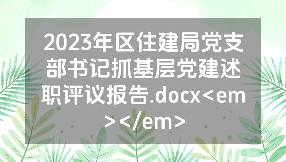 2023年区住建局党支部书记抓基层党建述职评议报告.docx<em></em>