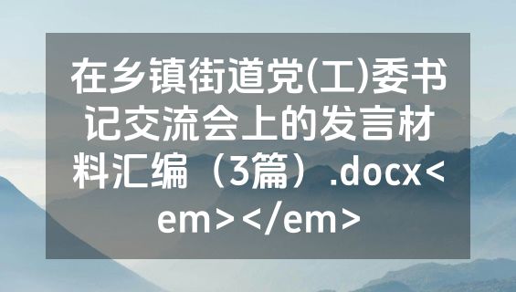 在乡镇街道党(工)委书记交流会上的发言材料汇编（3篇）.docx<em></em>