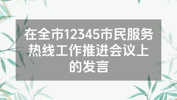 在全市12345市民服务热线工作推进会议上的发言