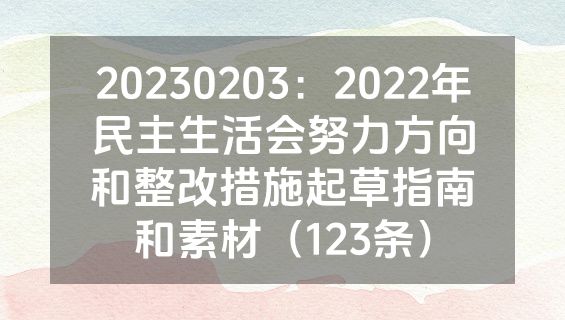 20230203：2022年民主生活会努力方向和整改措施起草指南和素材（123条）