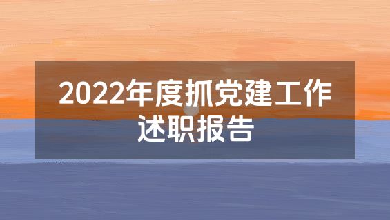 2022年度抓党建工作述职报告