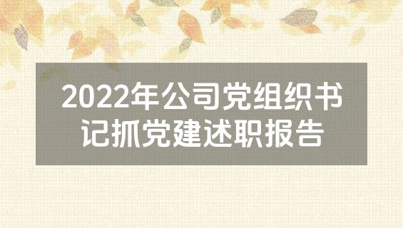 2022年公司党组织书记抓党建述职报告