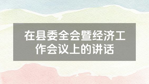 在县委全会暨经济工作会议上的讲话