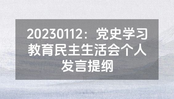 20230112：党史学习教育民主生活会个人发言提纲