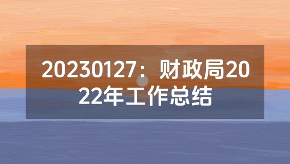 20230127：财政局2022年工作总结