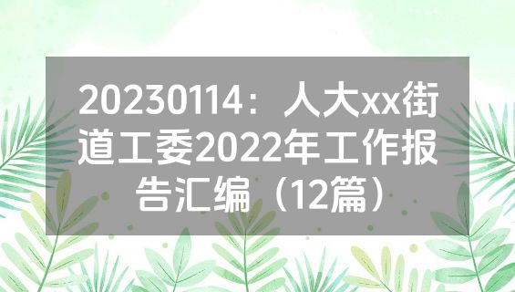 20230114：人大xx街道工委2022年工作报告汇编（12篇）