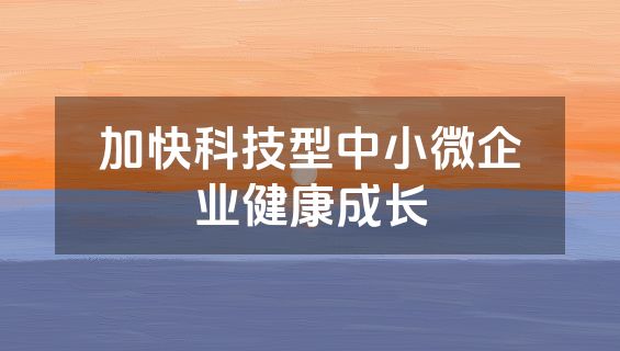 加快科技型中小微企业健康成长