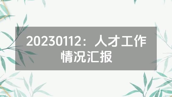 20230112：人才工作情况汇报