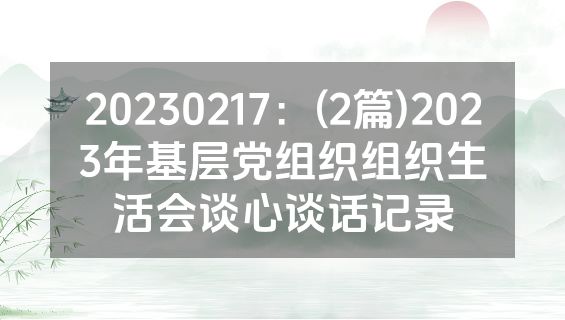 20230217：(2篇)2023年基层党组织组织生活会谈心谈话记录