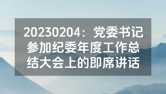 20230204：党委书记参加纪委年度工作总结大会上的即席讲话