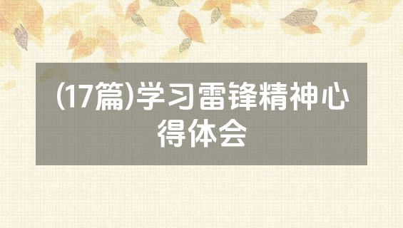 (17篇)学习雷锋精神心得体会