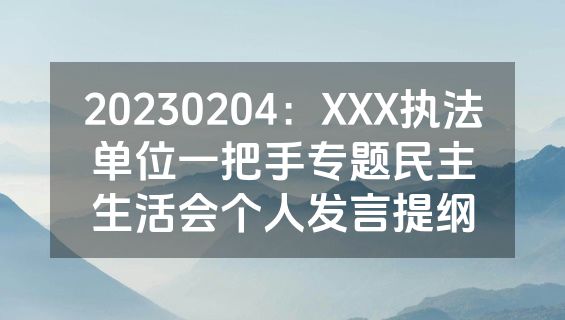 20230204：XXX执法单位一把手专题民主生活会个人发言提纲