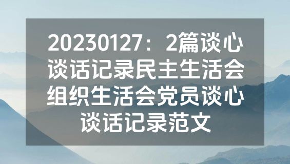 20230127：2篇谈心谈话记录民主生活会组织生活会党员谈心谈话记录范文
