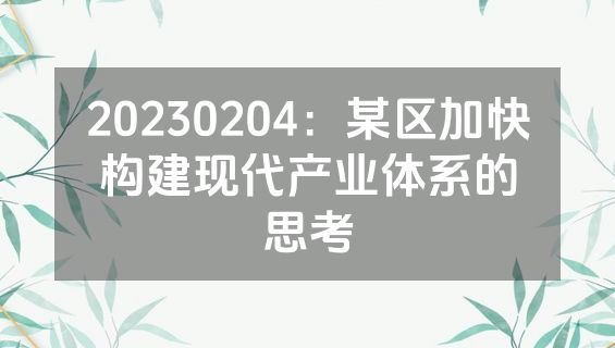20230204：某区加快构建现代产业体系的思考