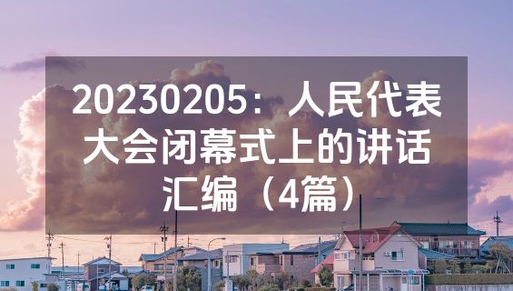 20230205：人民代表大会闭幕式上的讲话汇编（4篇）