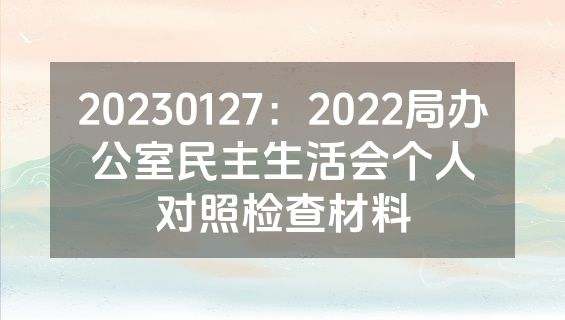 20230127：2022局办公室民主生活会个人对照检查材料