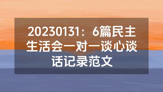 20230131：6篇民主生活会一对一谈心谈话记录范文