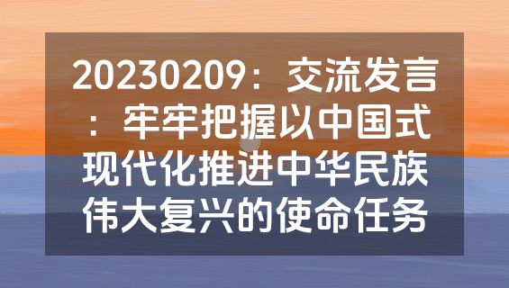 20230209：交流发言：牢牢把握以中国式现代化推进中华民族伟大复兴的使命任务