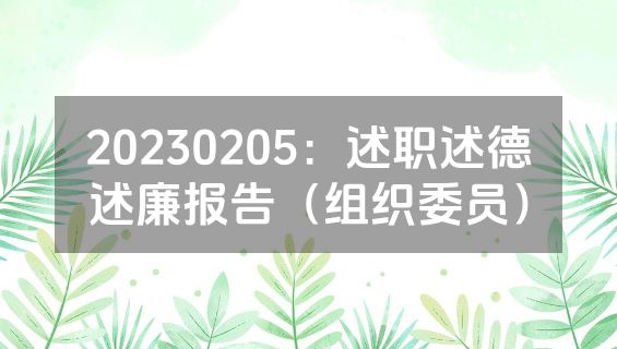 20230205：述职述德述廉报告（组织委员）