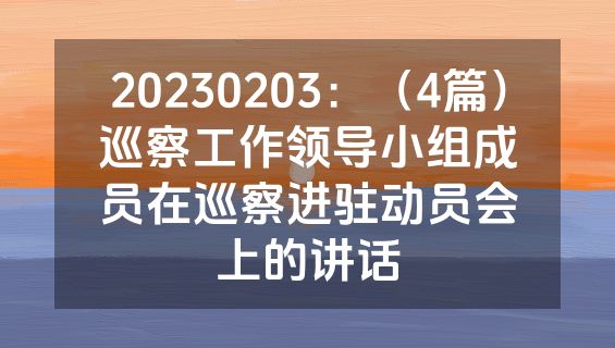 20230203：（4篇）巡察工作领导小组成员在巡察进驻动员会上的讲话
