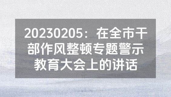 20230205：在全市干部作风整顿专题警示教育大会上的讲话