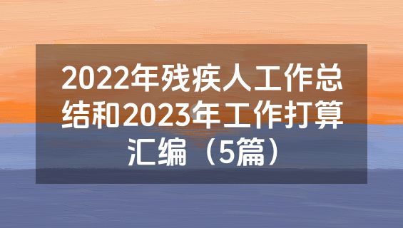 2022年残疾人工作总结和2023年工作打算汇编（5篇）