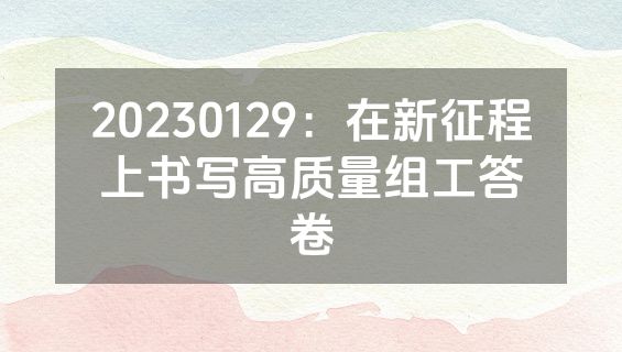 20230129：在新征程上书写高质量组工答卷