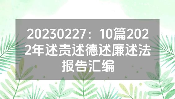 20230227：10篇2022年述责述德述廉述法报告汇编