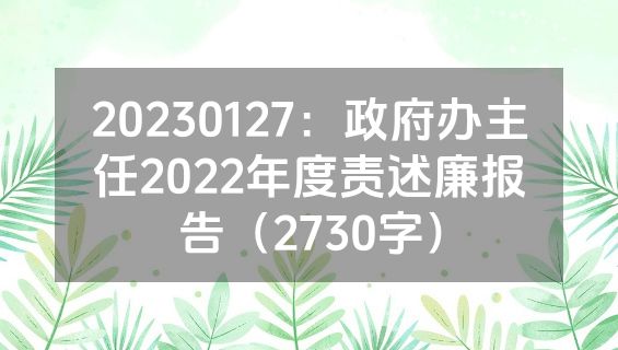 20230127：政府办主任2022年度责述廉报告（2730字）