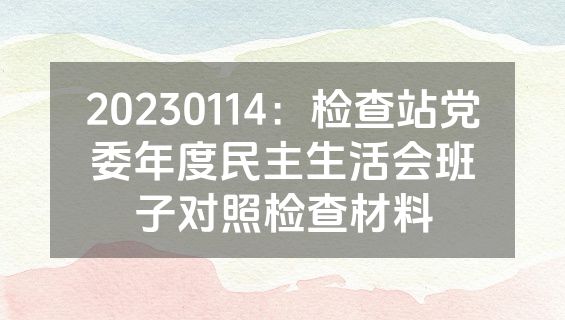 20230114：检查站党委年度民主生活会班子对照检查材料