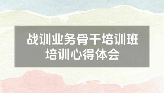 战训业务骨干培训班培训心得体会