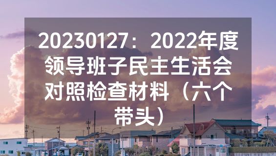 20230127：2022年度领导班子民主生活会对照检查材料（六个带头）