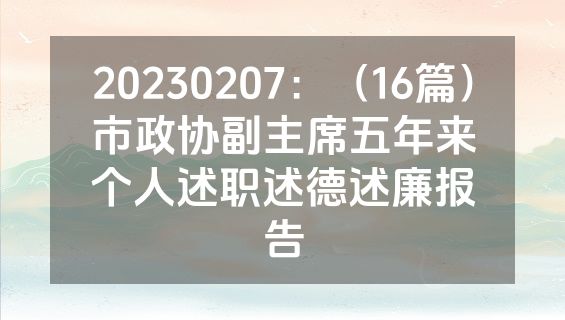 20230207：（16篇）市政协副主席五年来个人述职述德述廉报告