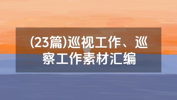 (23篇)巡视工作、巡察工作素材汇编