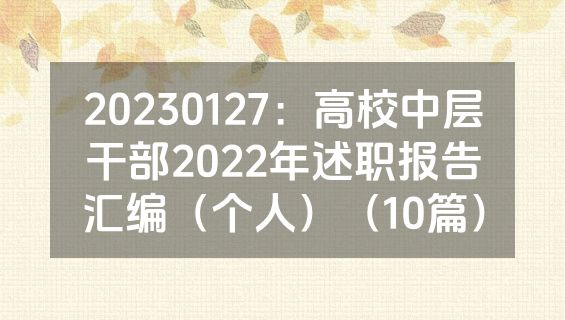 20230127：高校中层干部2022年述职报告汇编（个人）（10篇）