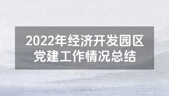 2022年经济开发园区党建工作情况总结