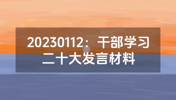 20230112：干部学习二十大发言材料