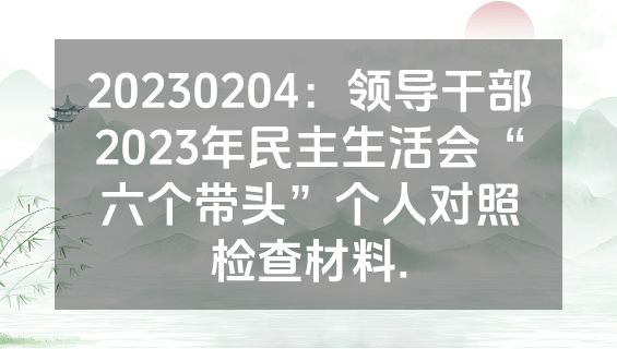 20230204：领导干部2023年民主生活会“六个带头”个人对照检查材料.