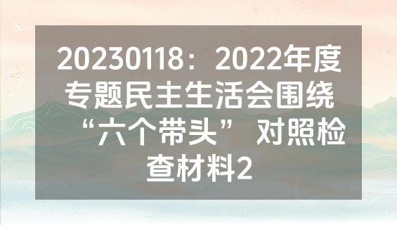 20230118：2022年度专题民主生活会围绕“六个带头” 对照检查材料2